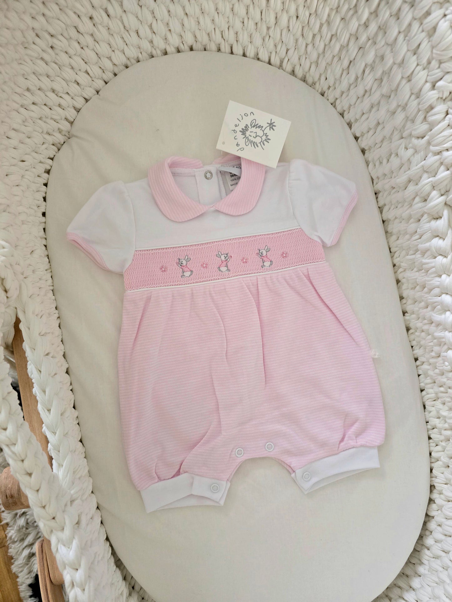 DANDELION SMOCKED 'BUNNY' ROMPER - PINK