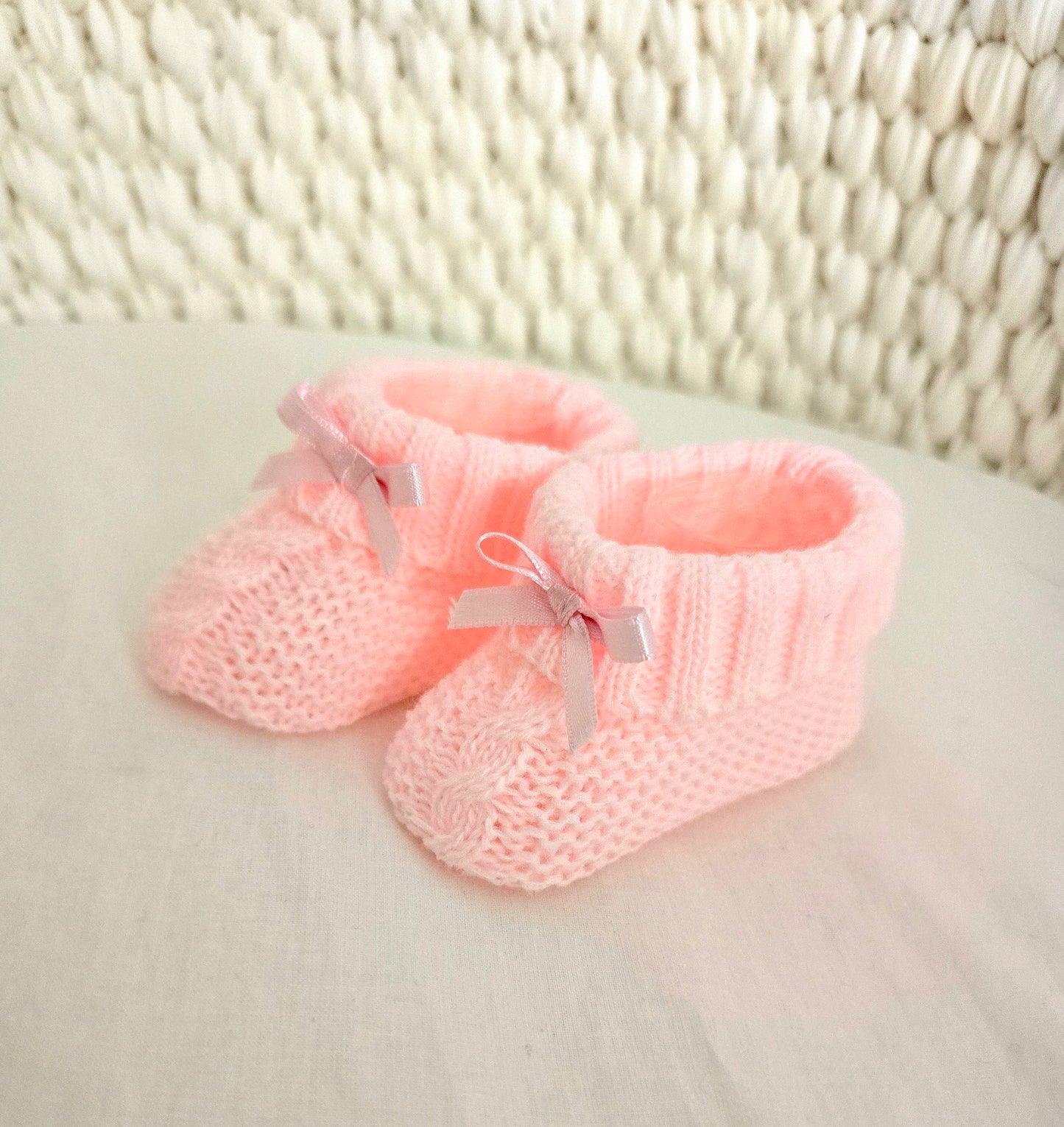 Baby Pink Knitted Booties