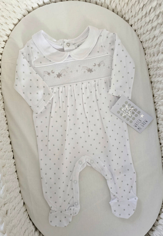 "Stars" Smocked All In One (0-6 months)