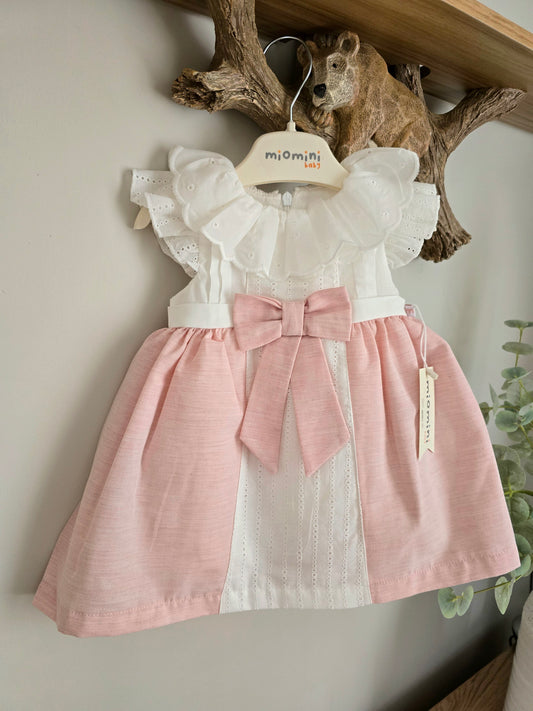 Spanish Style Pink woven dress with bow