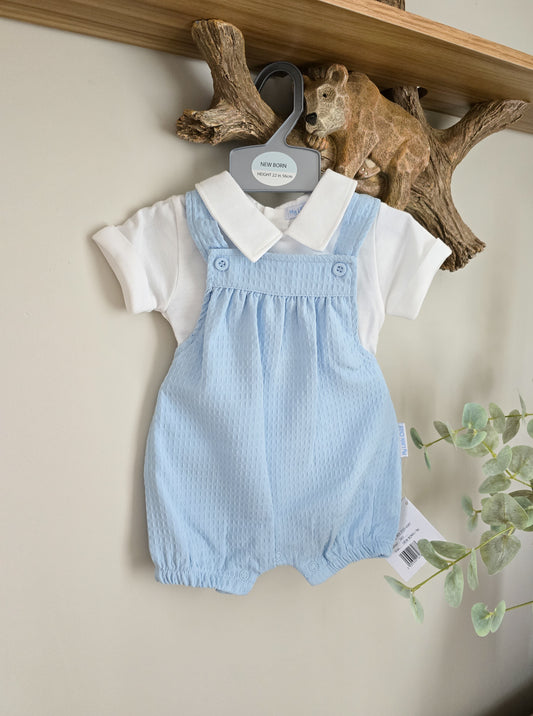 Baby Boy Short Dungaree Set- Sky Blue