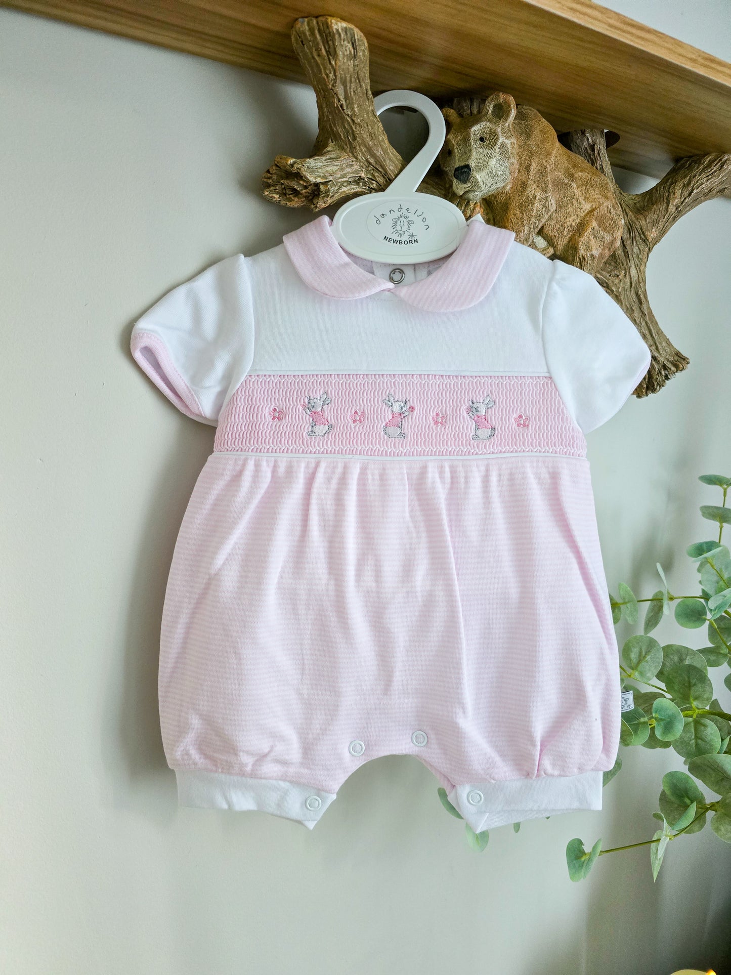 DANDELION SMOCKED 'BUNNY' ROMPER - PINK