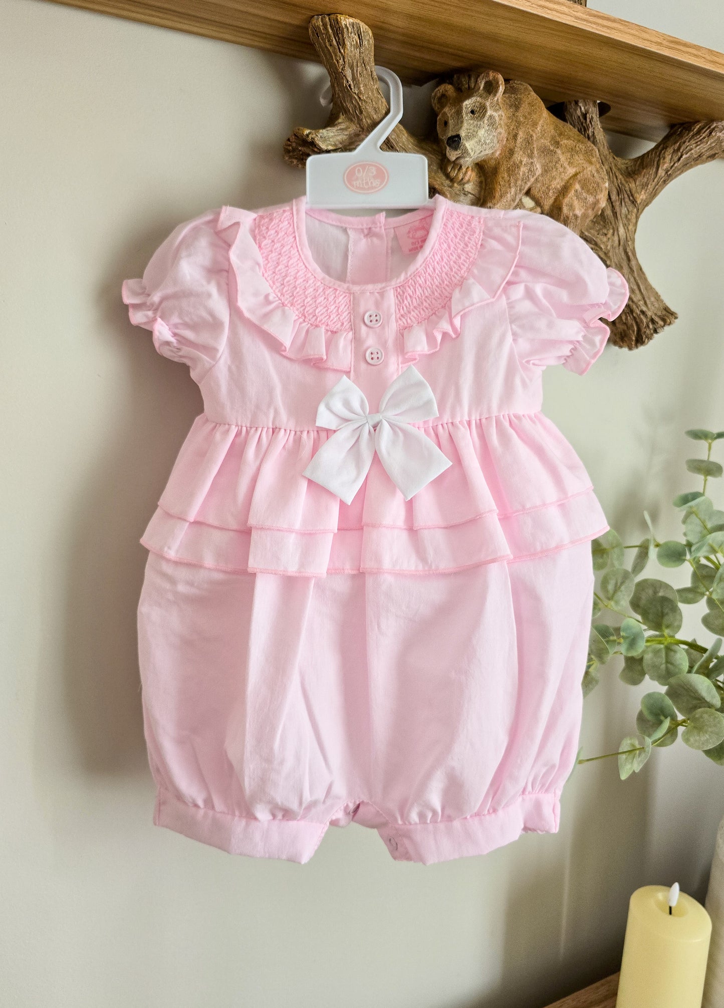 Smocked "Bow" Romper (0-9 months)