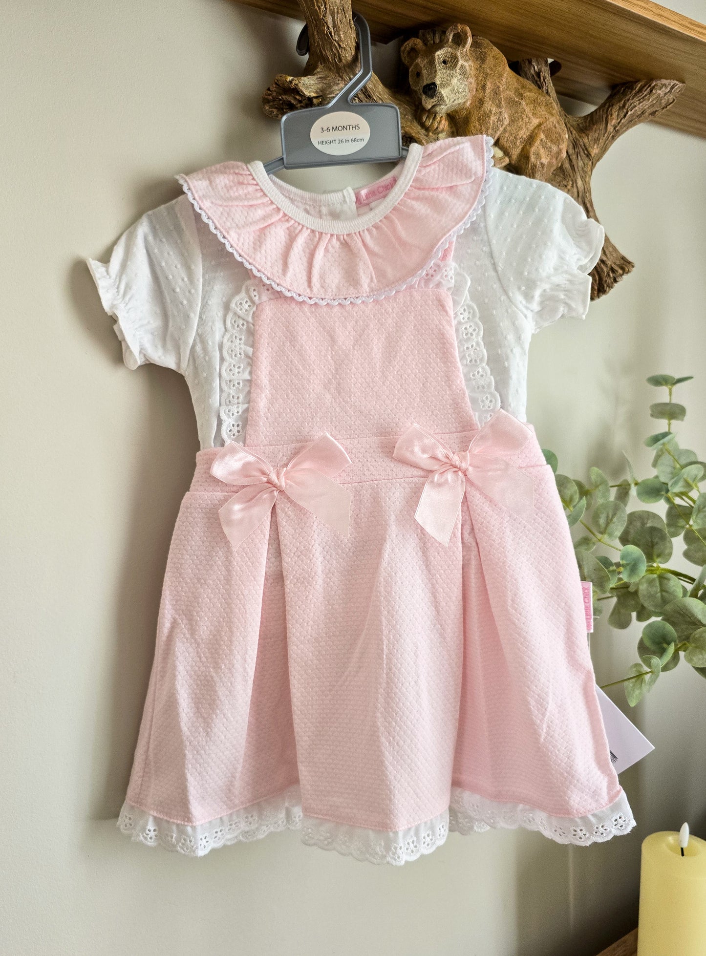 "Bow and Lace" Pinafore Set (Newborn - 6 months)