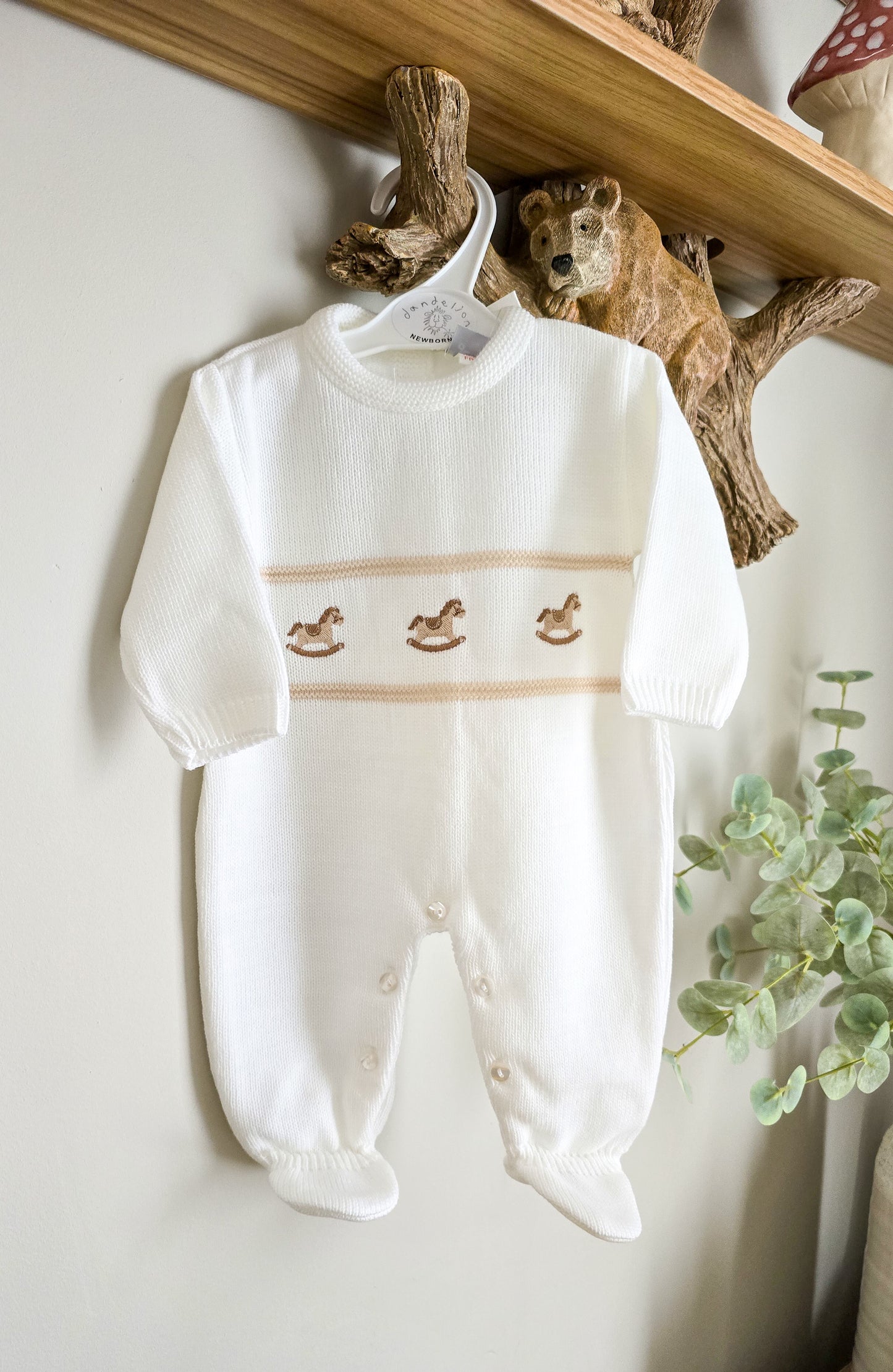 Dandelion Rocking Horse Embroidery Knitted Suit.