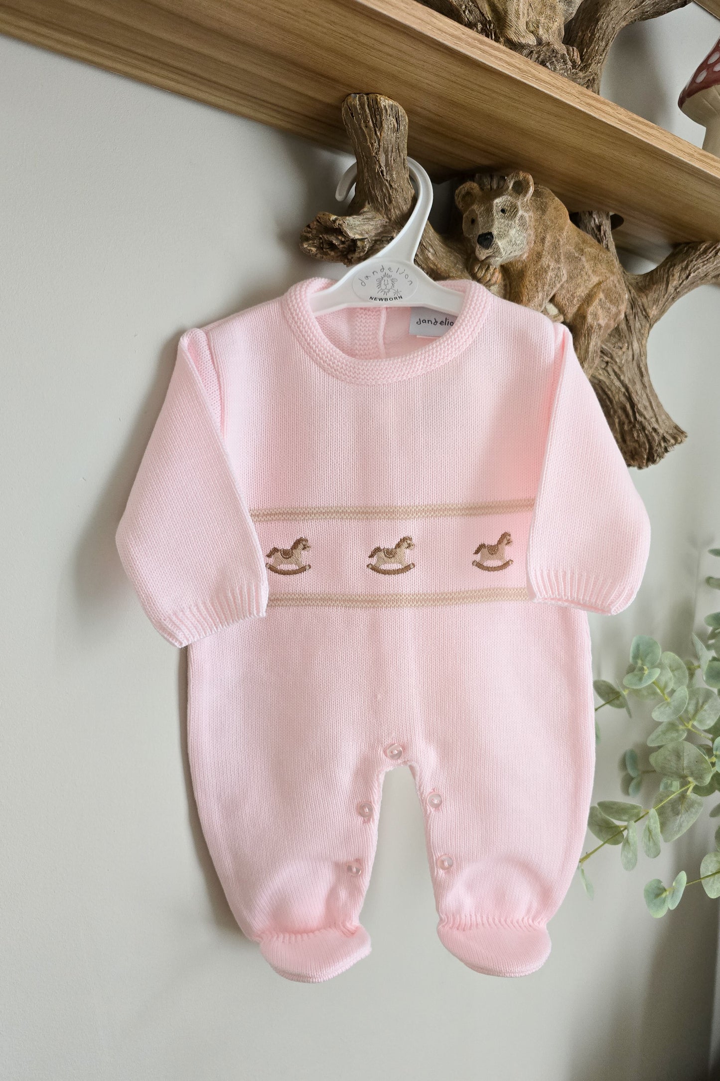 Dandelion Rocking Horse Embroidery Knitted Suit