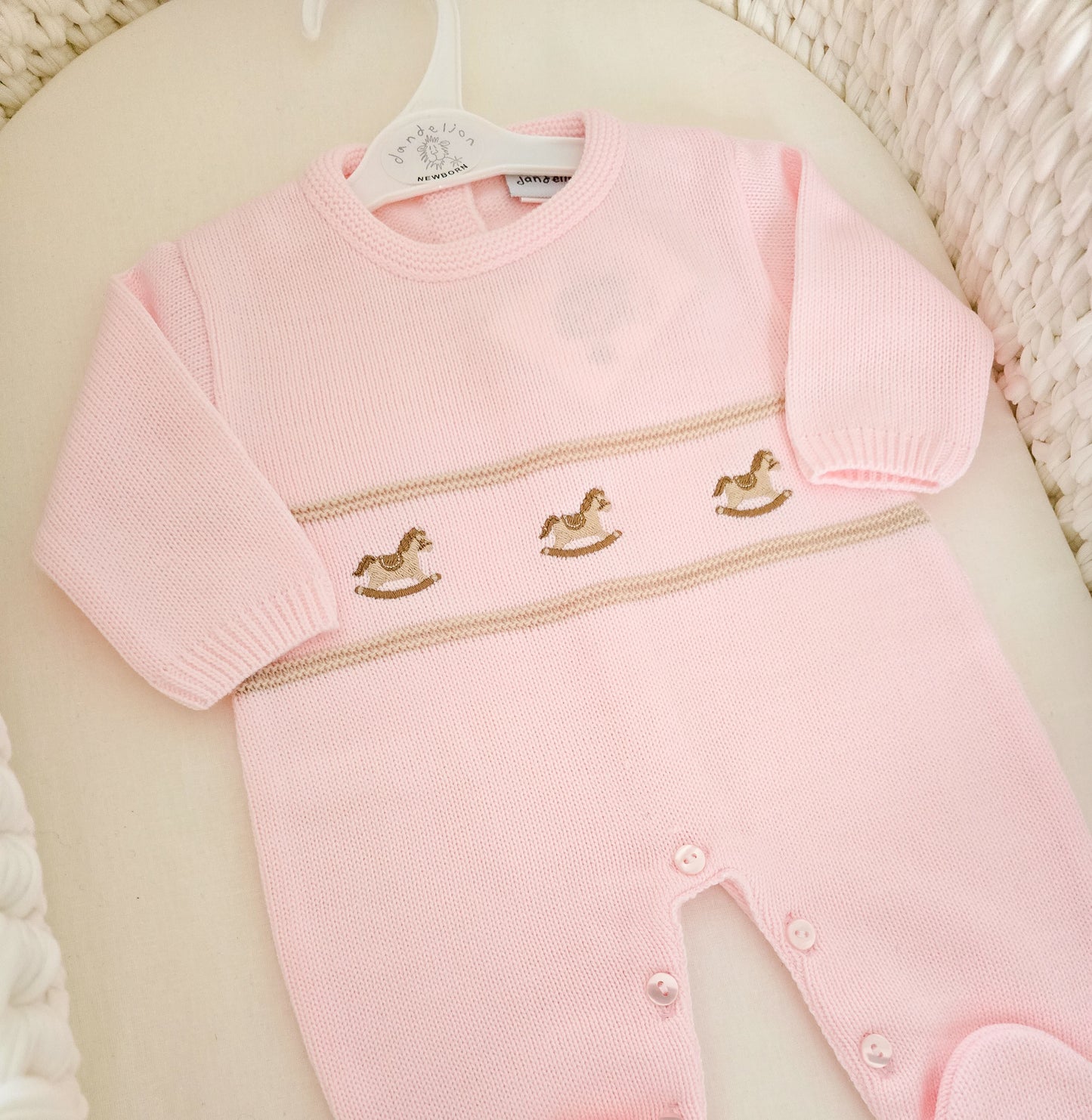 Dandelion Rocking Horse Embroidery Knitted Suit