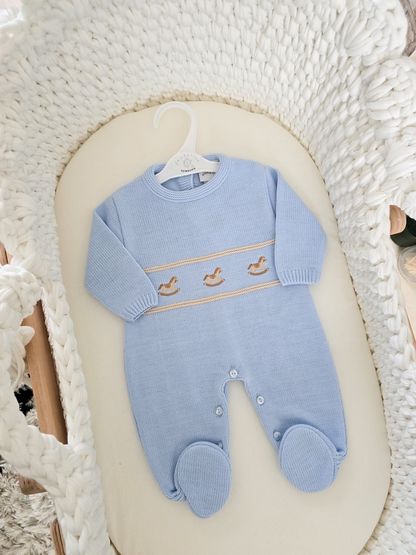 Dandelion Rocking Horse Embroidery Knitted Suit