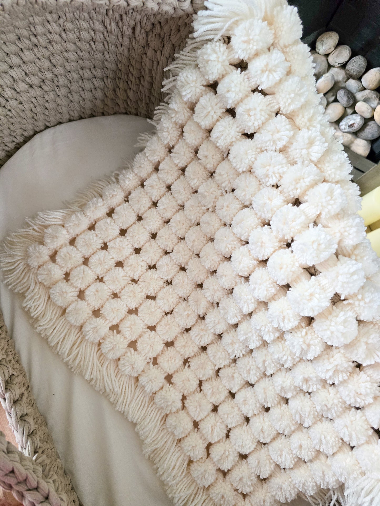 CREAM XL Pom Pom Blanket