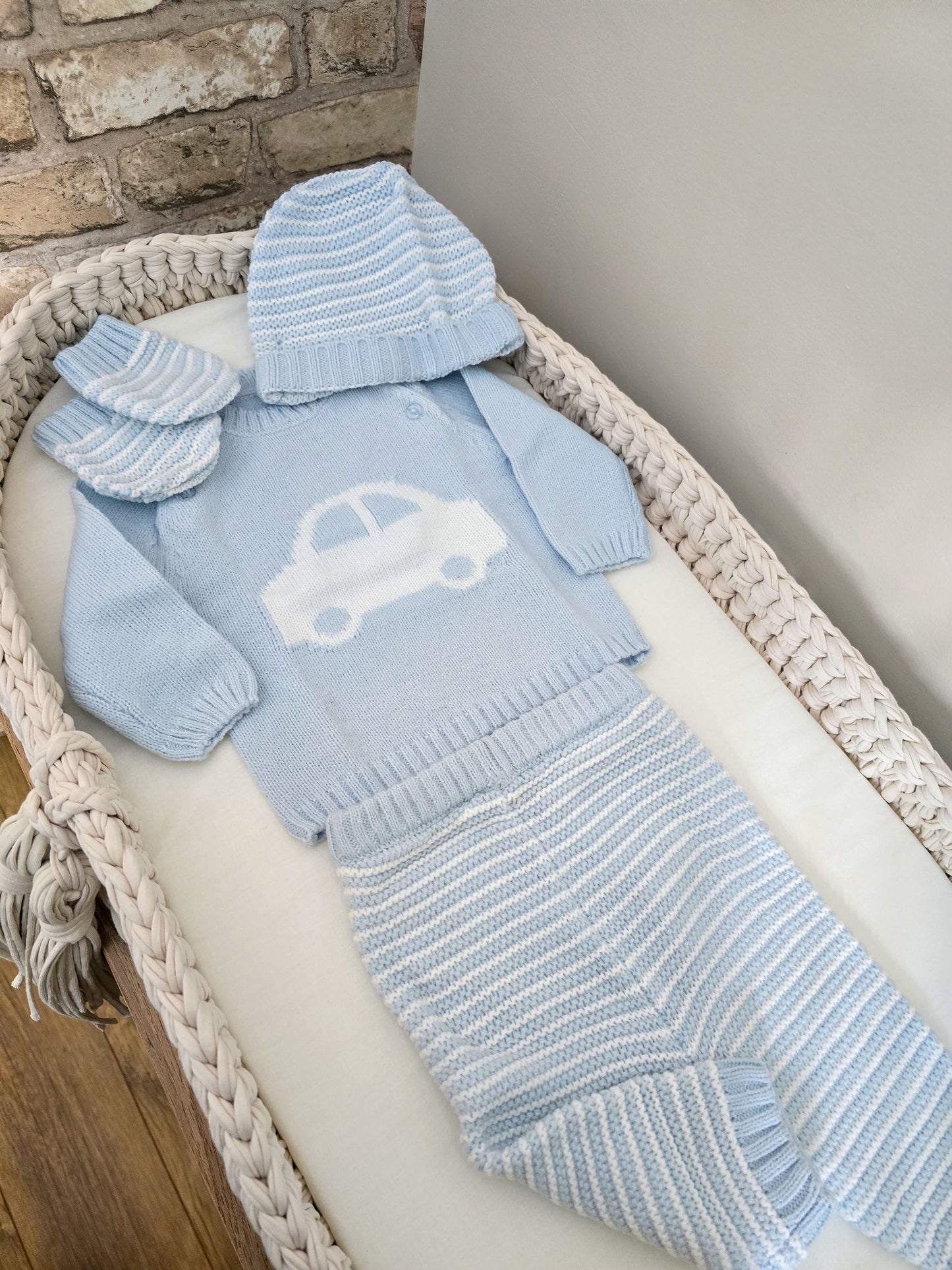 Baby Boy Car Knitted Gift Set- Rock a bye baby