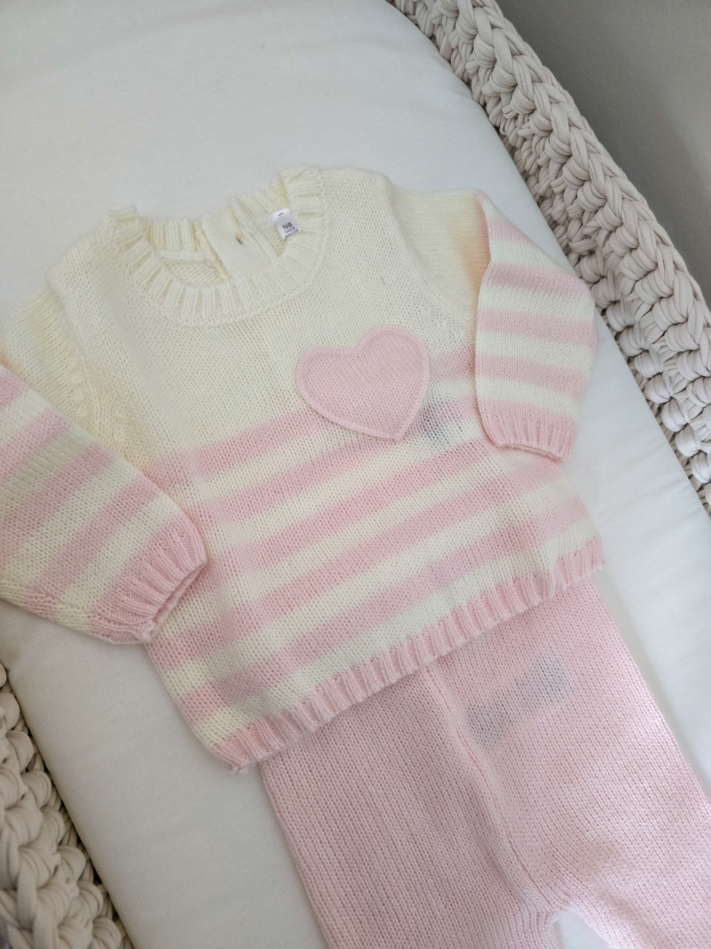 Baby Pink heart knitted box set- Rock a bye baby