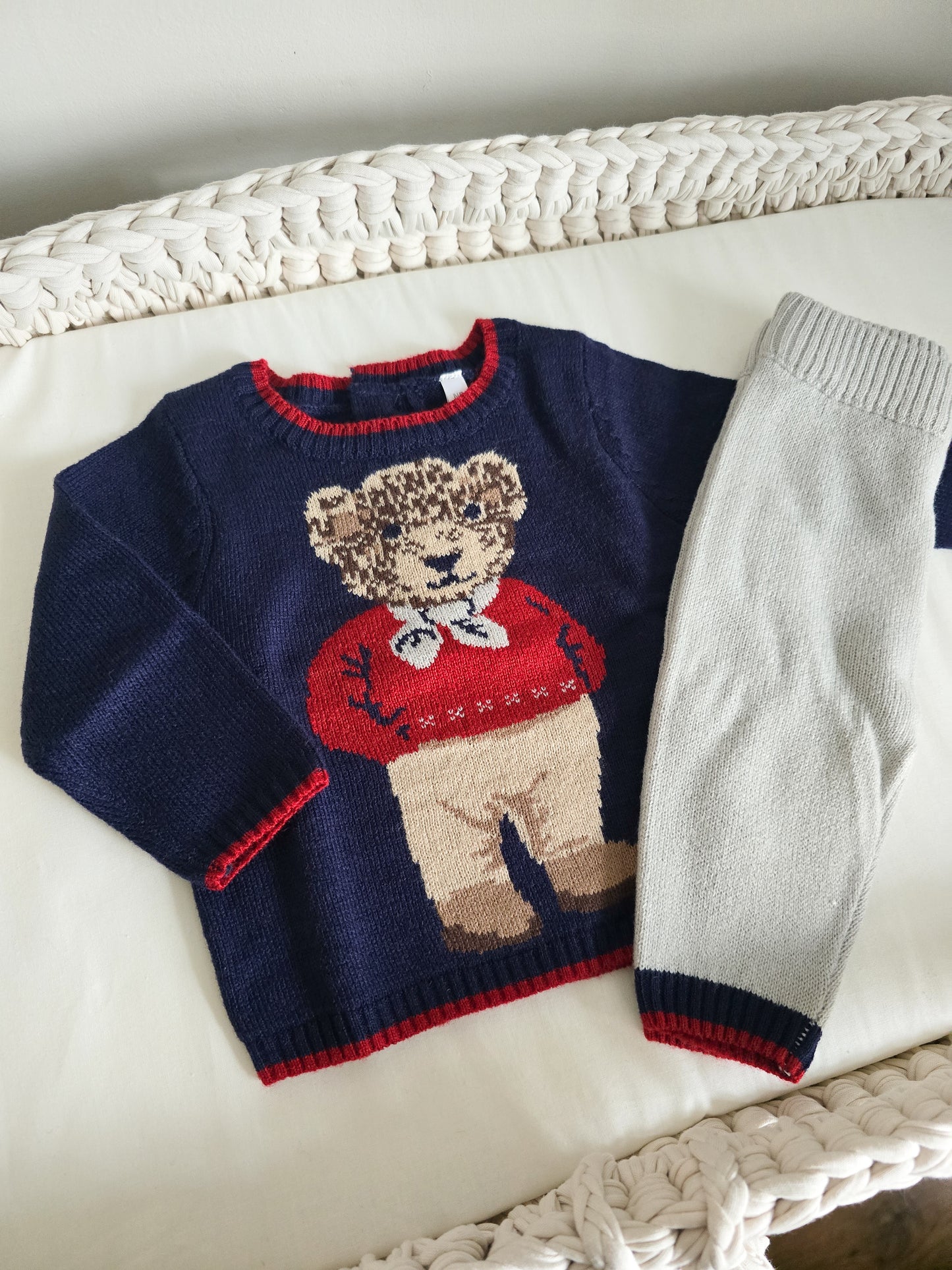 Navy Bear Luxury Boxed Knit set by Rock a bye boutique