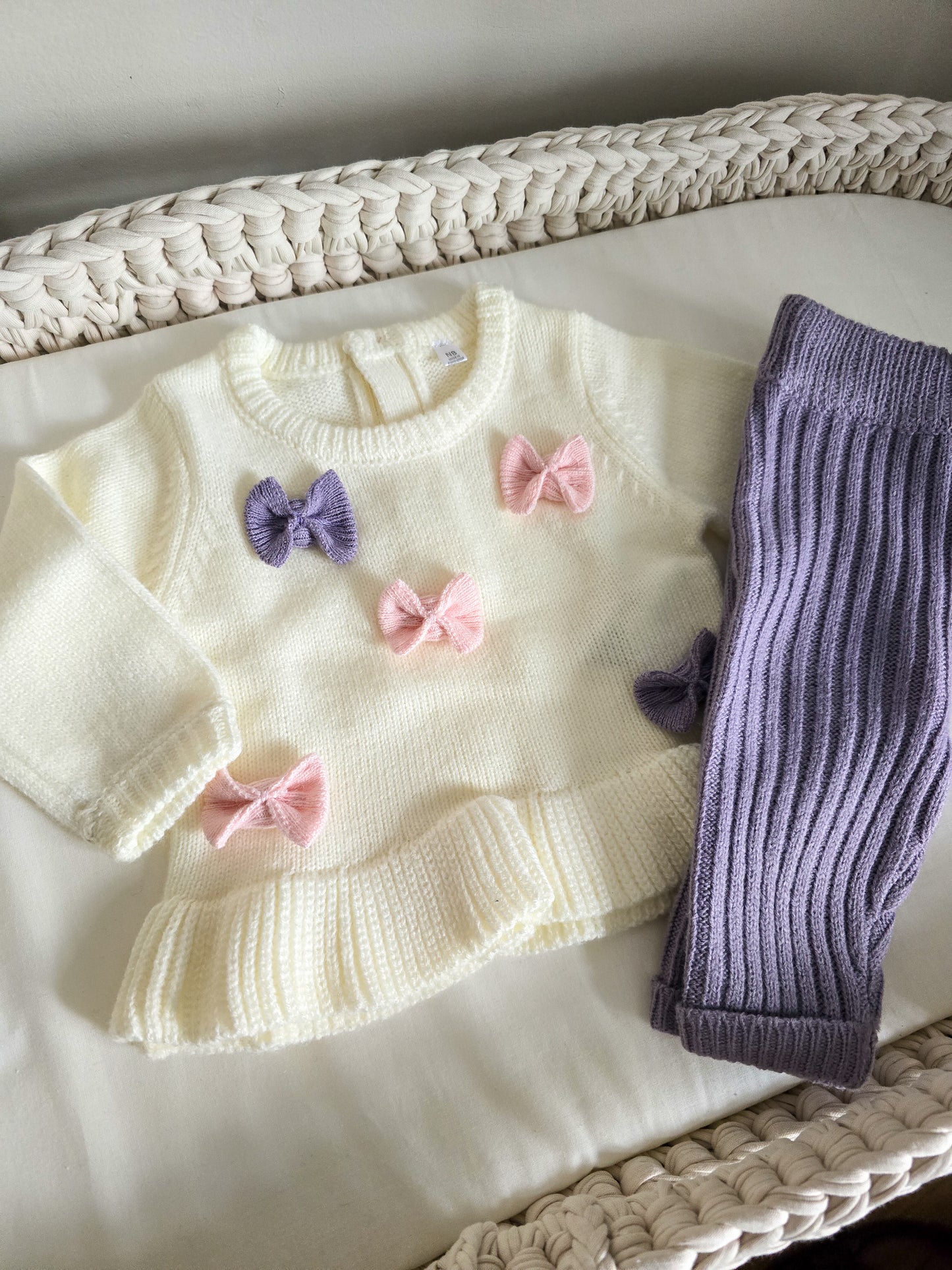 Lilac Bow Luxury Boxed Knit set by Rock a bye boutique