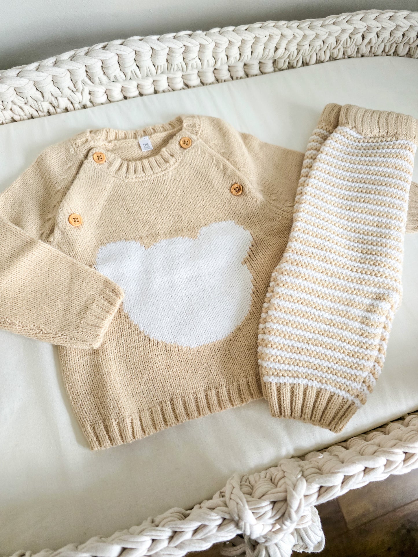 Beige Bear Luxury Boxed Knit set by Rock a bye boutique