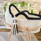 Hooded Crochet Moses Basket - Solid trim or two toned trim- Matching Changing Mat Available