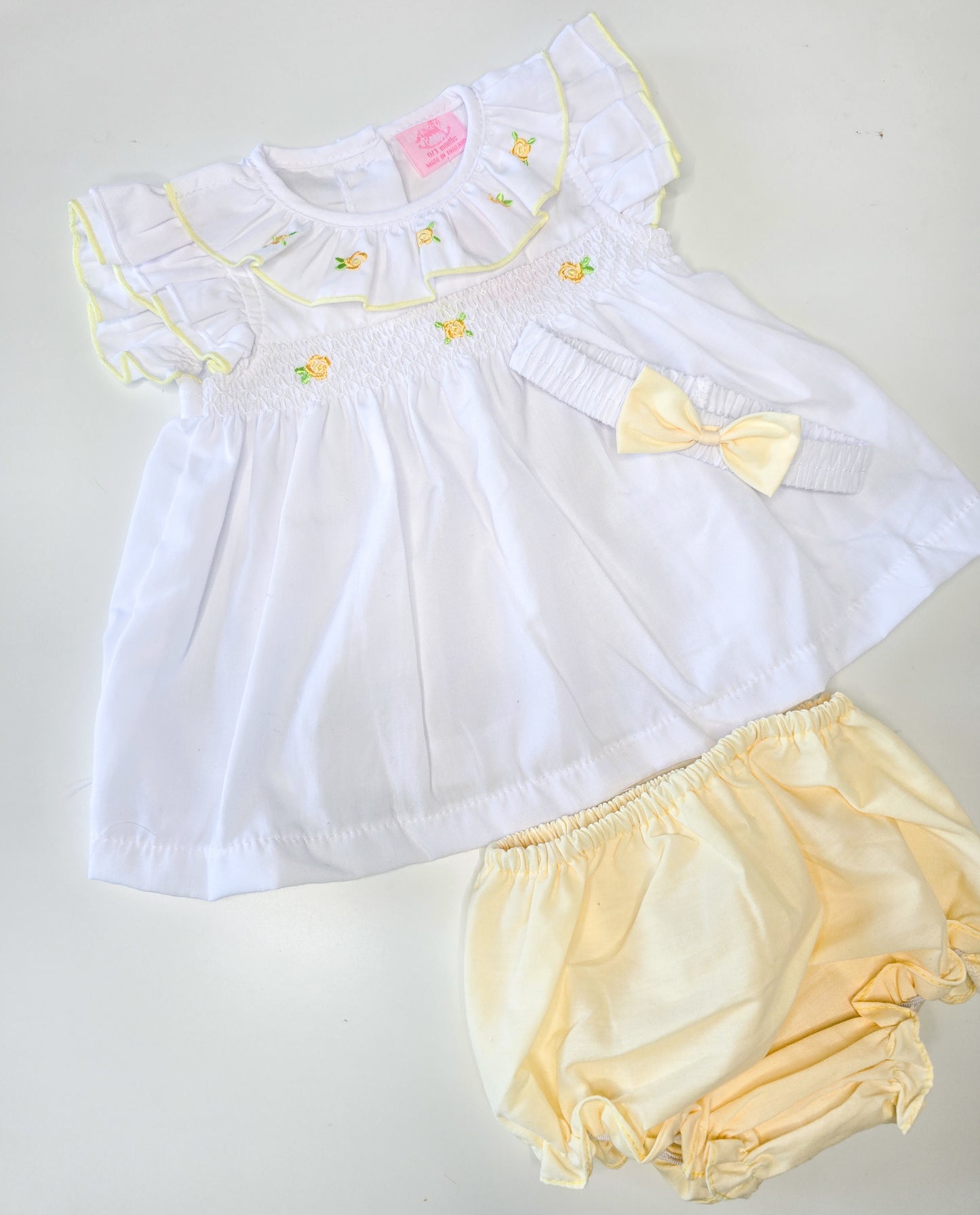 White/Yellow Foral Dress and knickers