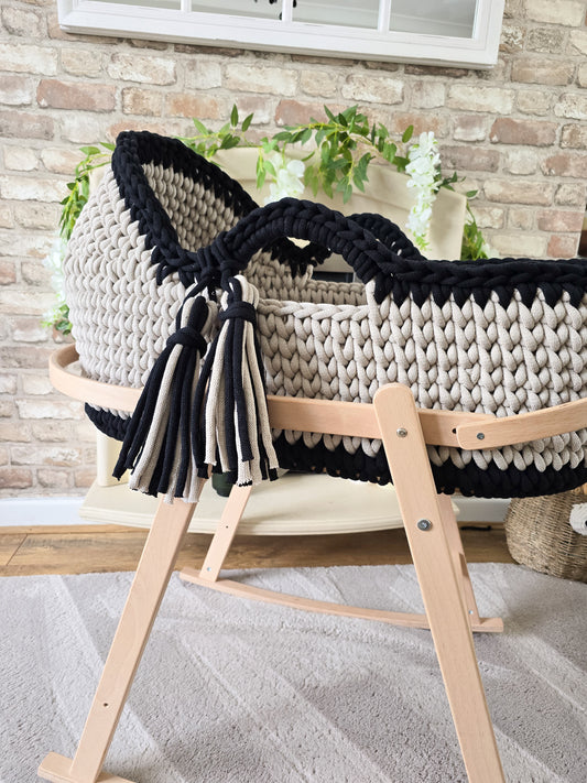 Two Tone Hooded Moses Basket