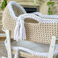 Hooded Crochet Moses Basket - Solid trim or two toned trim- Matching Changing Mat Available