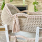 Hooded Crochet Moses Basket - Solid trim or two toned trim- Matching Changing Mat Available