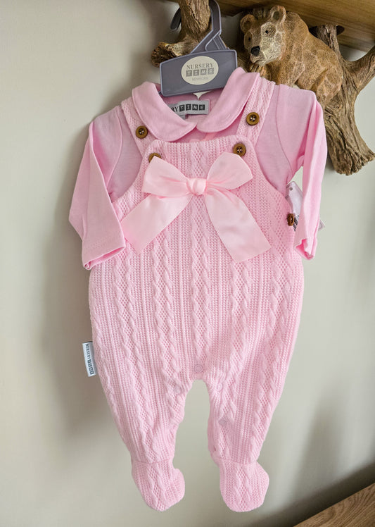 Knitted Pink Dungaree Set