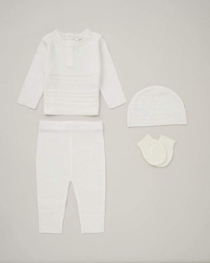 White Boxed Knit set (Nb-6 months) by Bonjour Bebe