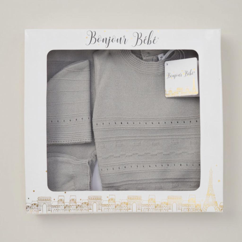 Grey Boxed Knit set (Nb-6 months) by Bonjour Bebe