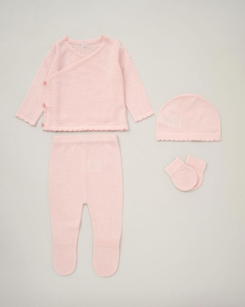 Dusty Pink Luxury Boxed Wrap Knit set (Nb-6 months) by Bonjour Bebe