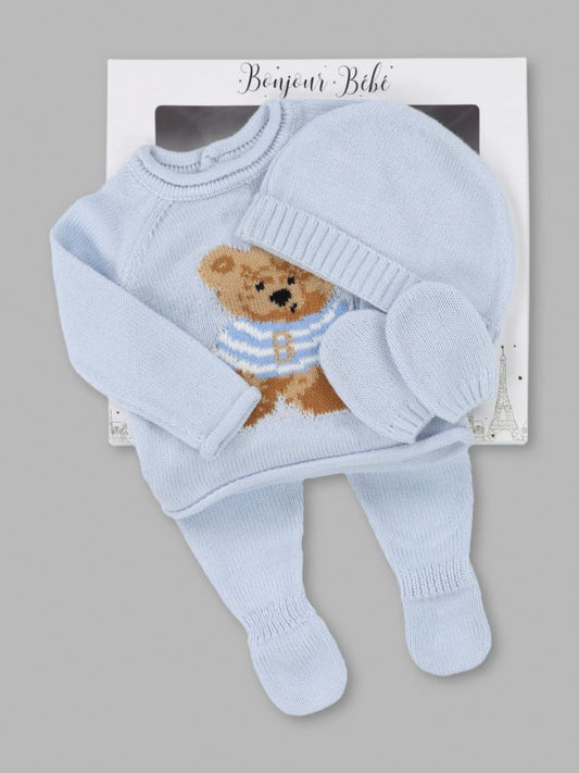 Boxed Teddy Bear Knit set (Nb-6 months)