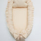 Soft Cotton Handmade Baby Nest with Cloud Pillow - Nude