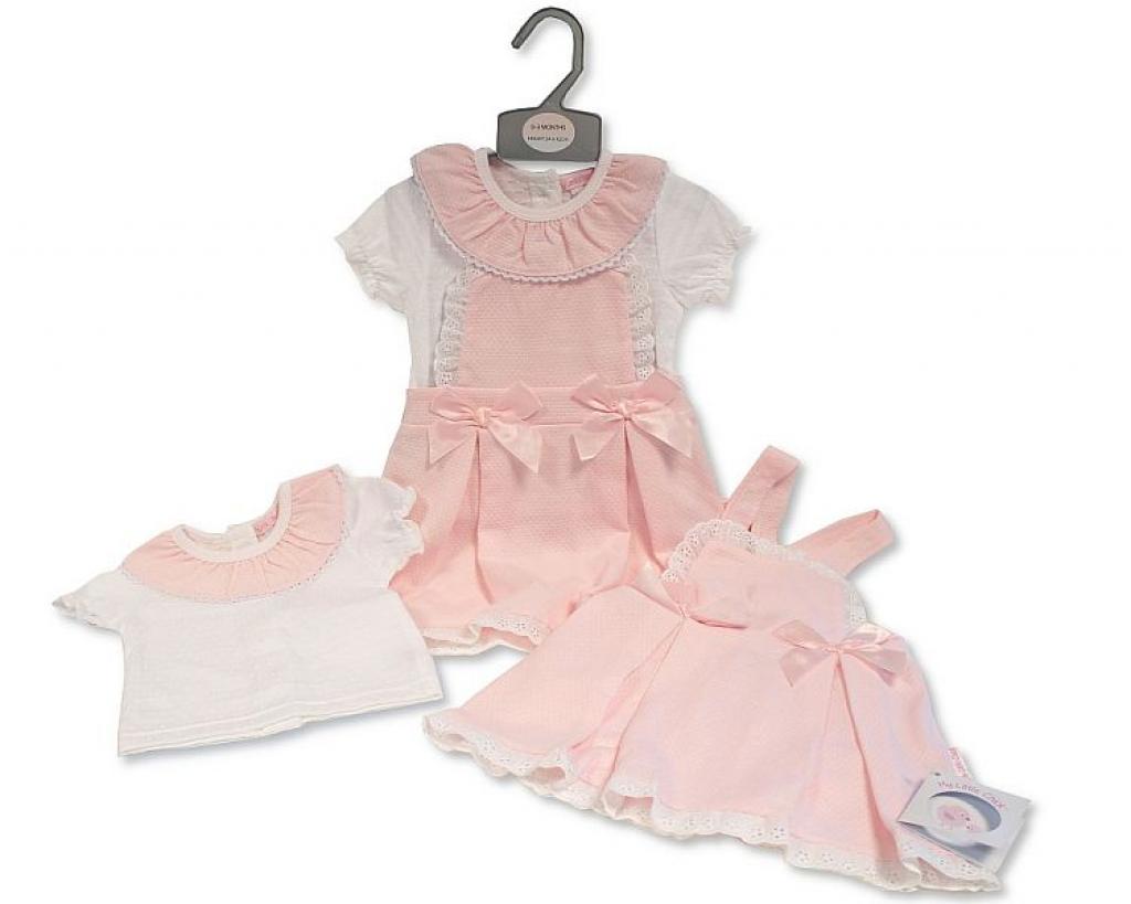 "Bow and Lace" Pinafore Set (Newborn - 6 months)