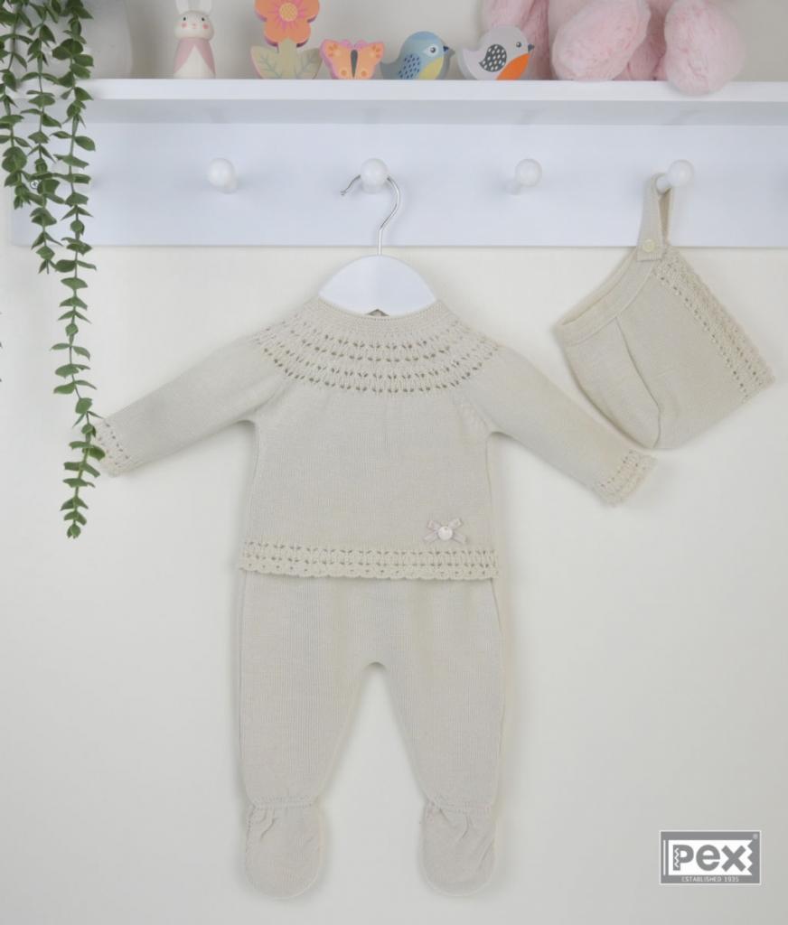 Cara Biscuit Knitted Three Piece Set (9-24 months) by Pex