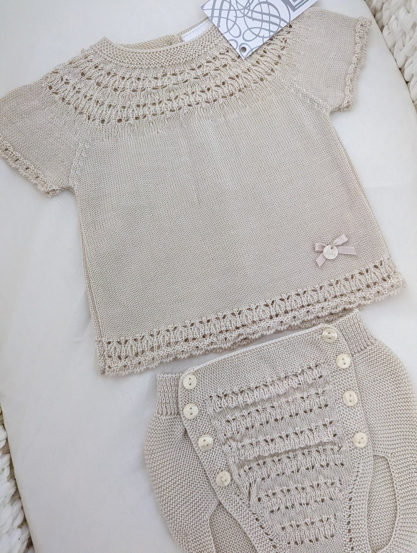 Cara Biscuit Knitted Jam Pant Set (9-24 months) by Pex