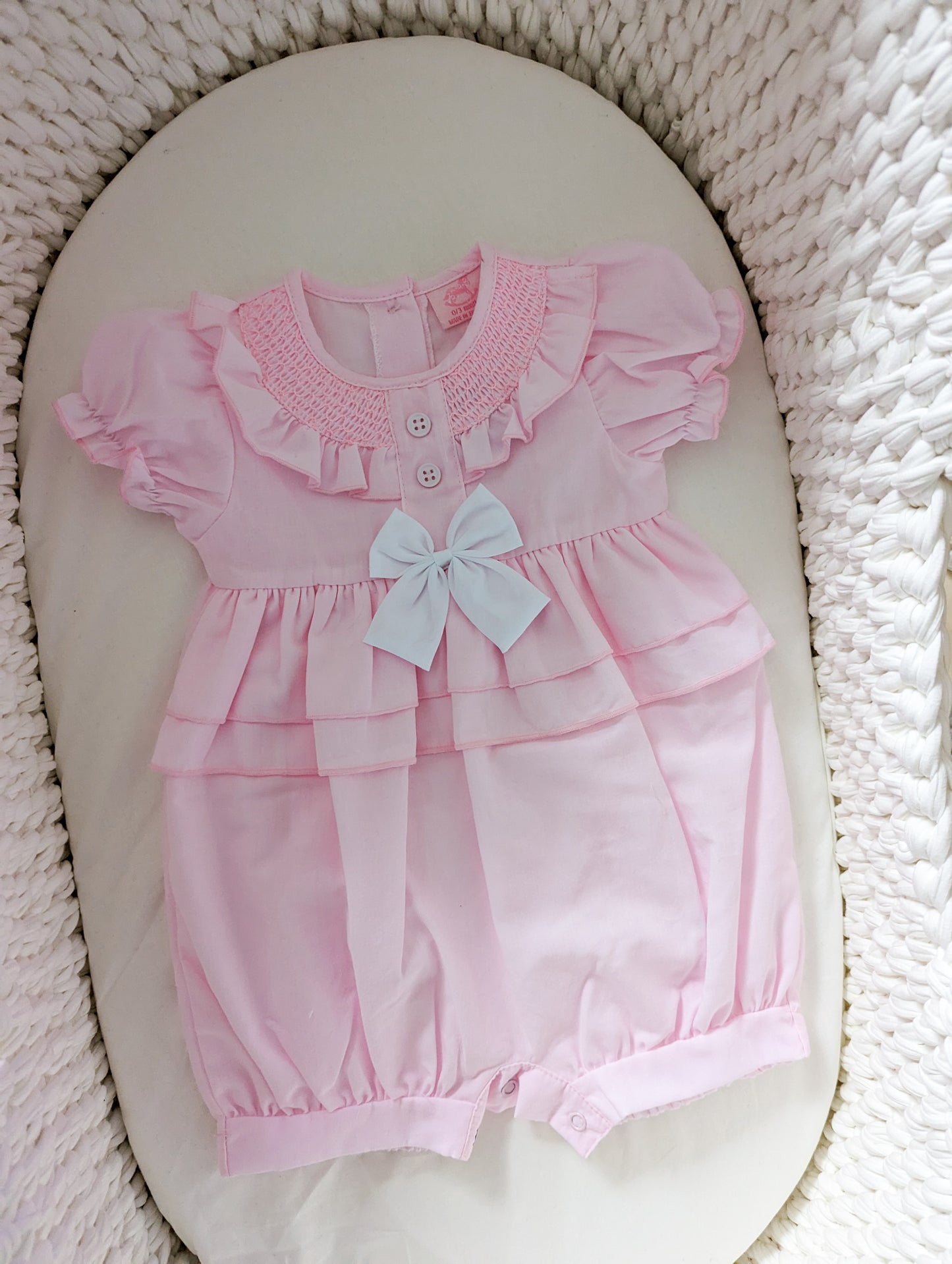 Smocked "Bow" Romper (0-9 months)