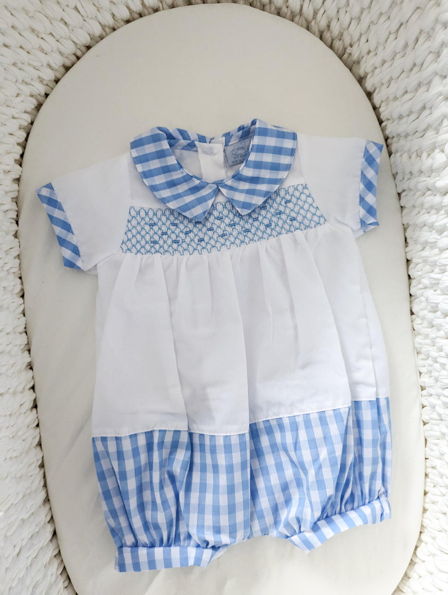 Smocked Gingham Romper 0-9m