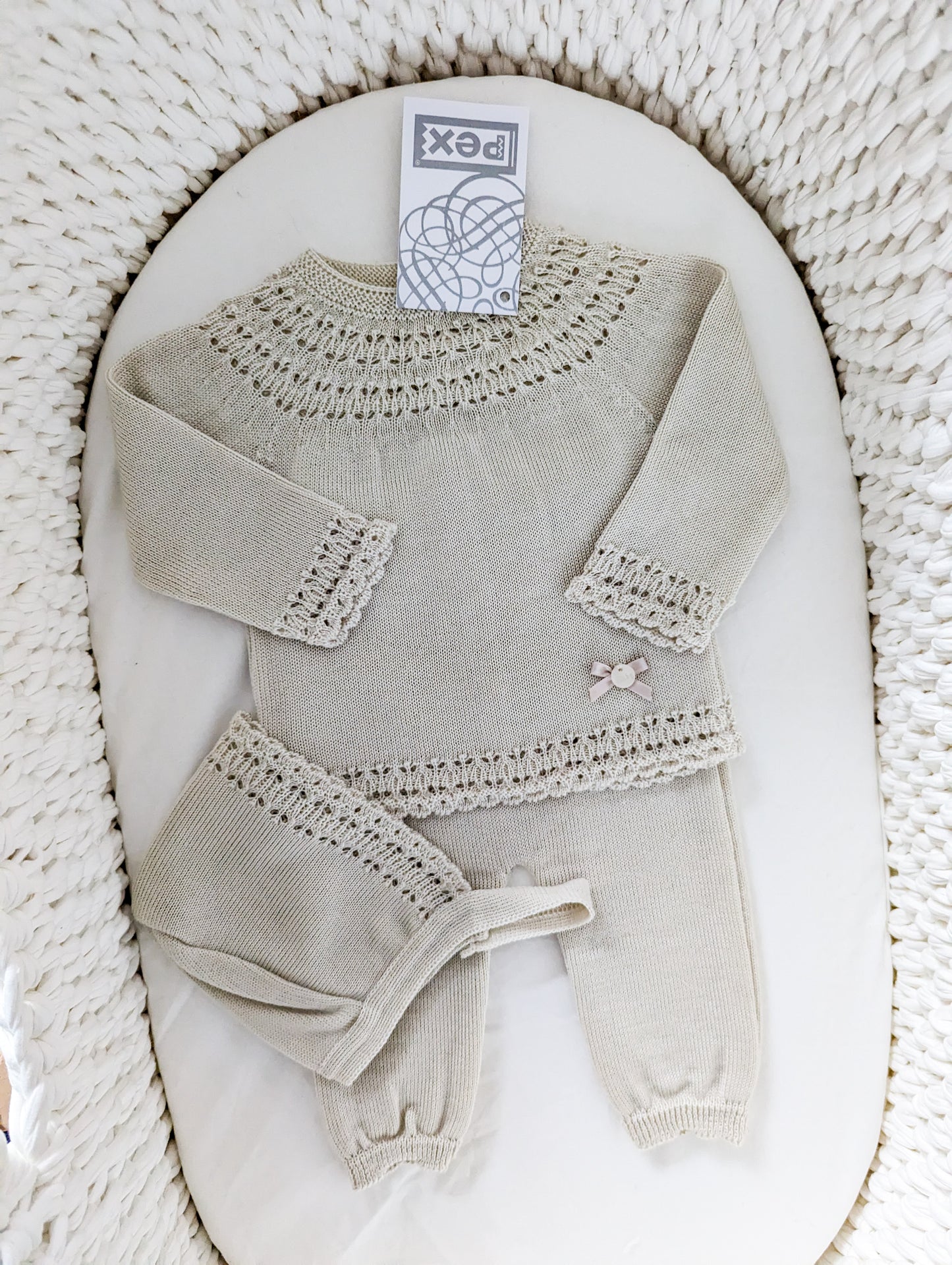 Cara Biscuit Knitted Three Piece Set (9-24 months) by Pex