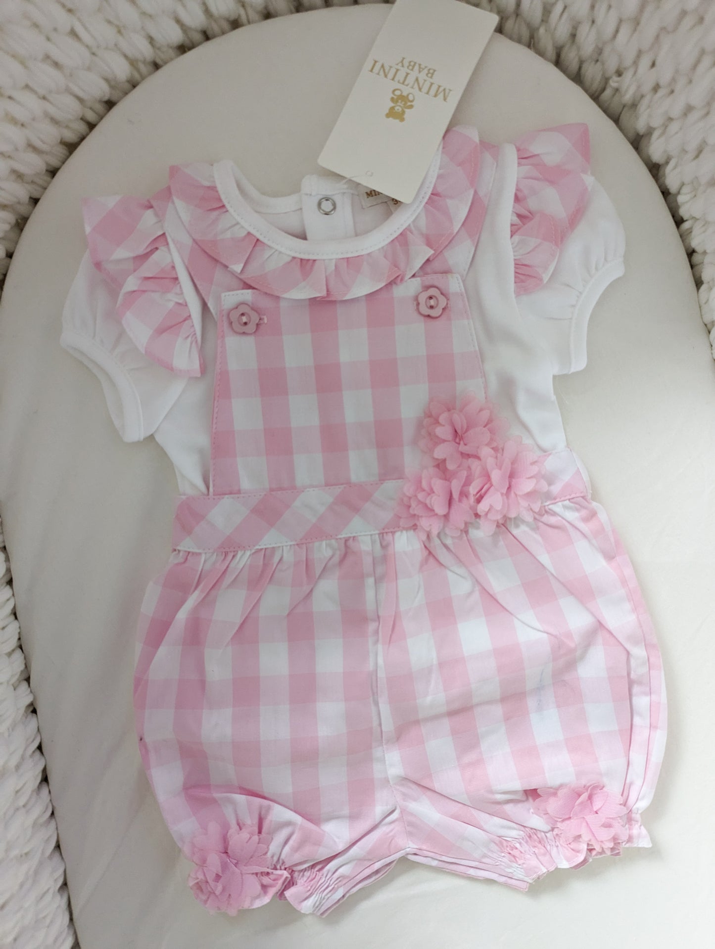 Gingham Short Dungaree Set (3-9 months) by Mintini