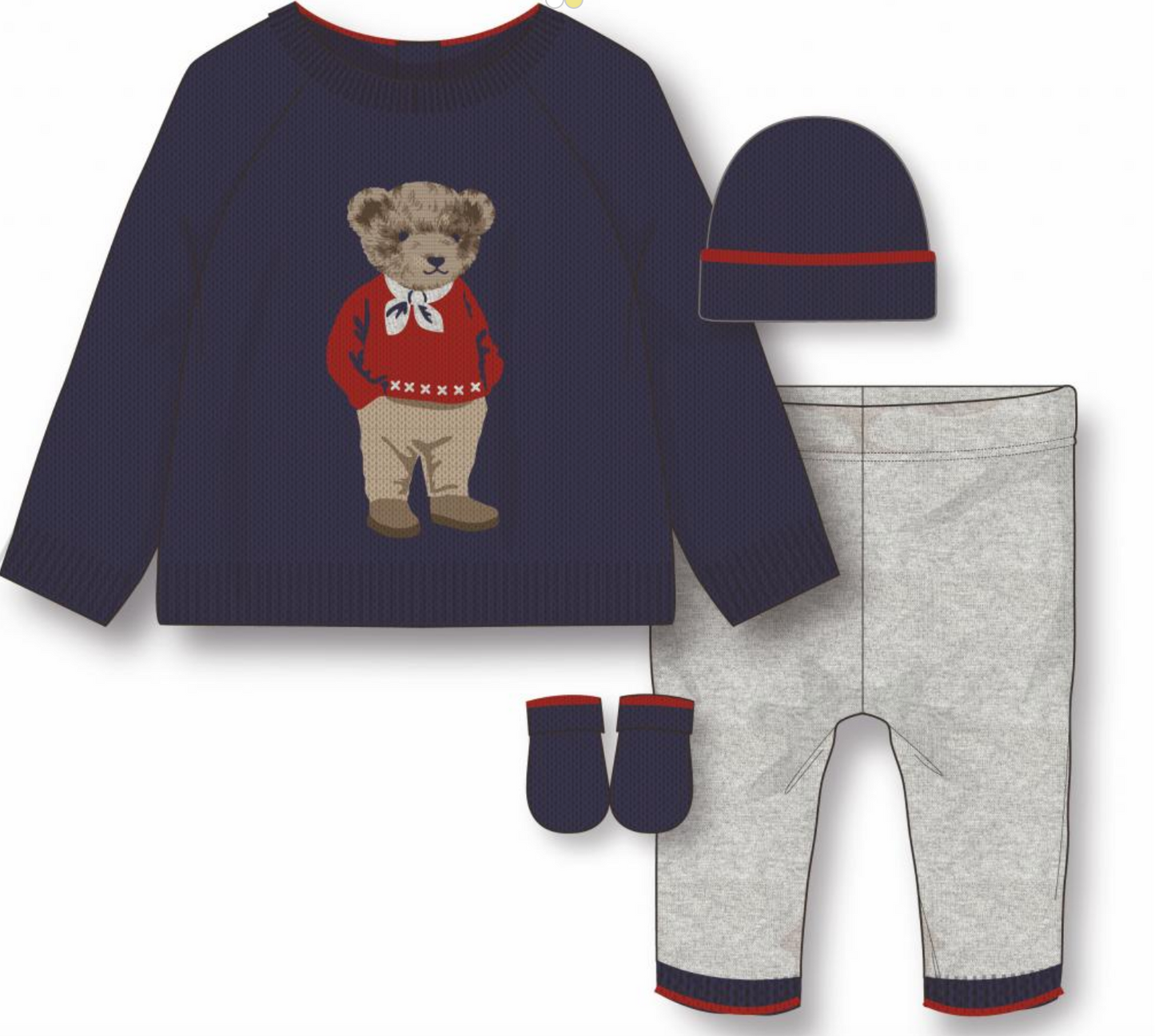 Navy Bear Luxury Boxed Knit set by Rock a bye boutique