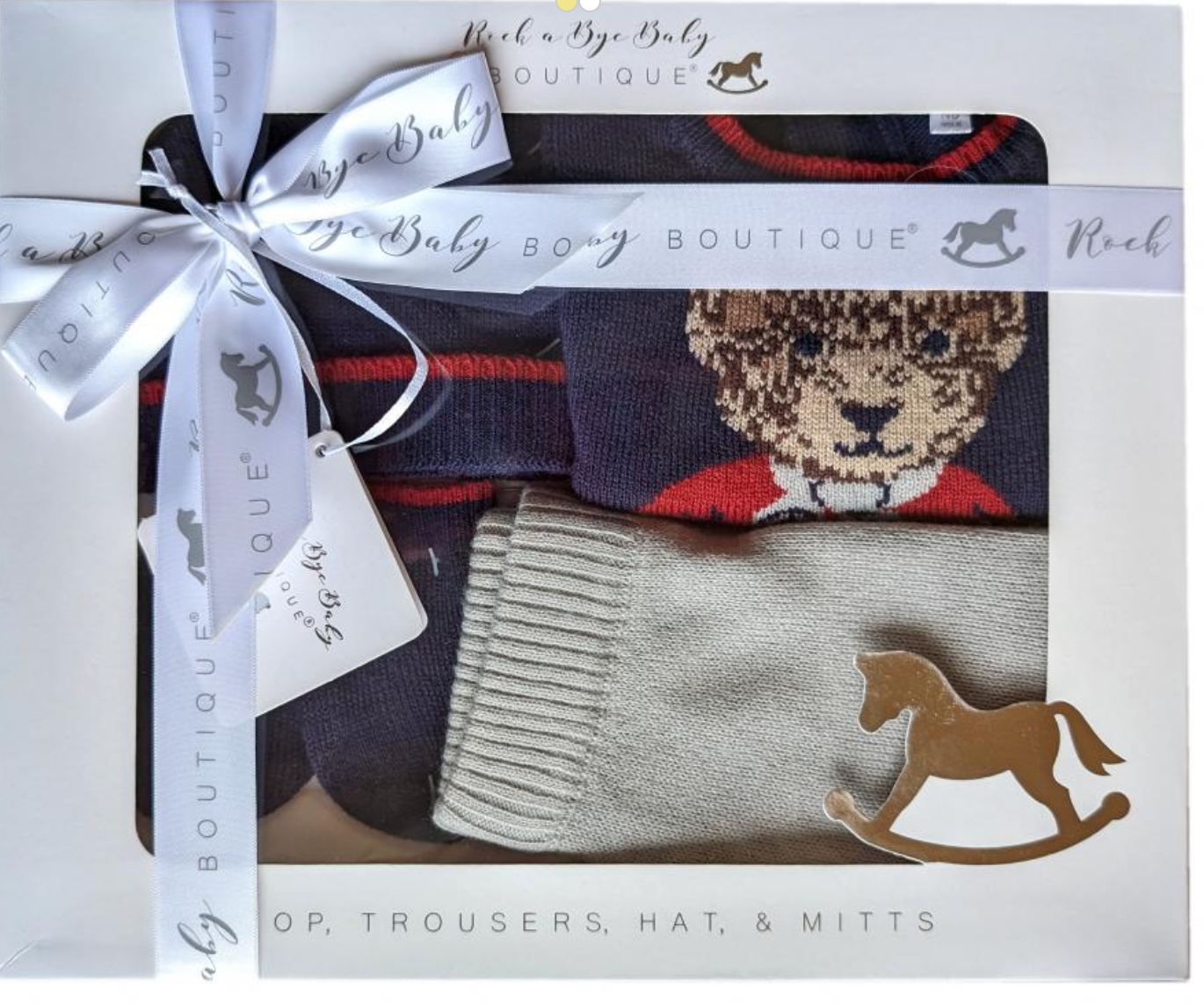 Navy Bear Luxury Boxed Knit set by Rock a bye boutique