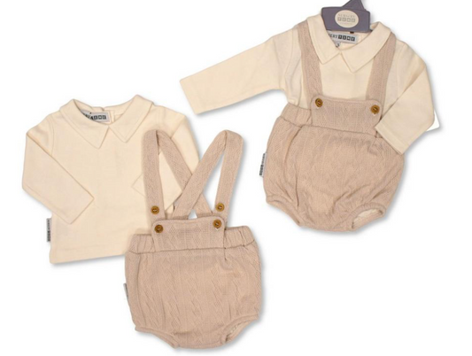 Knitted boys short dungarees